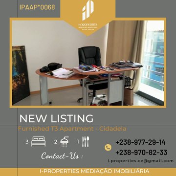 I-PROPERTIES CABO VERDE Arrenda-se Apartamento T3 em Cidadela. For rent! T3 Apartment in Cidadela.