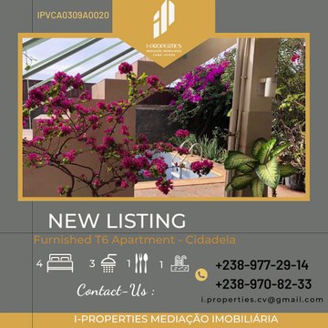 I-PROPERTIES CABO VERDE Arrenda-se Casa T6 mobiliada em Cidadela. For Rent ! Furnished T6 House in Cidadela.