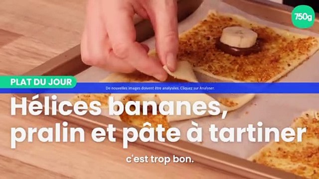 hélices banane, pralin et pâte à tartiner