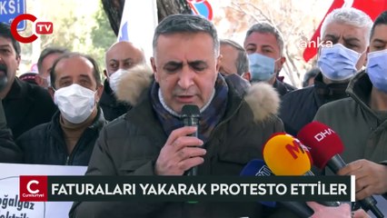 KESK Ankara Şubeler Platformu'ndan SGK önünde protesto: Faturaları yaktılar