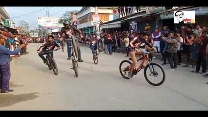 Insane riders stunt show at Charghat, চারঘাটে ইনসেন রাইডারসের স্টান্ট শো