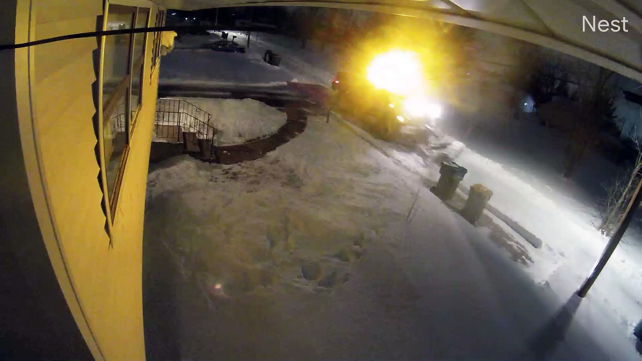 Snowplow Takes Out Utility Pole