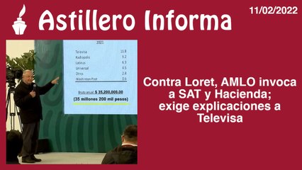 #AstilleroInforma | Contra Loret, AMLO invoca a SAT y Hacienda; exige explicaciones a Televisa