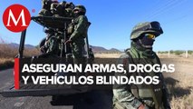Ejercito asegura equipo táctico y vehículos en Aguililla