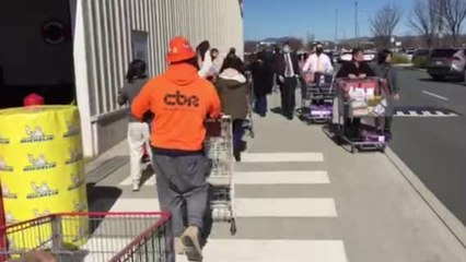 Lines at Costco ahead of the ACT's lockdown