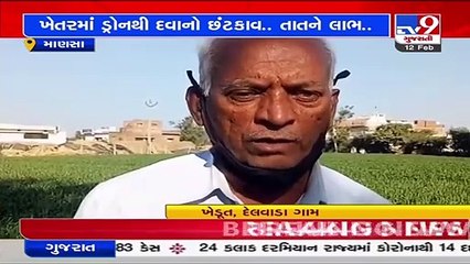 Gandhinagar_ IFFCO conducts field trial of spraying of nano urea by drone in Delvad village_ TV9News