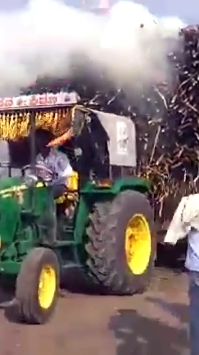 burning tractor