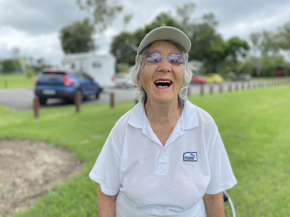 Ladies laughing in Jubilee Park, February 6, Beaudesert Times