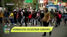 Normalistas secuestran camiones durante manifestación en Morelia