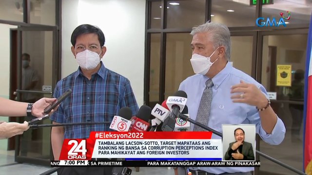 Tambalang Lacson-Sotto, target mapataas ang ranking ng bansa sa 'corruption perceptions index' para mahikayat ang foreign investors | 24 Oras