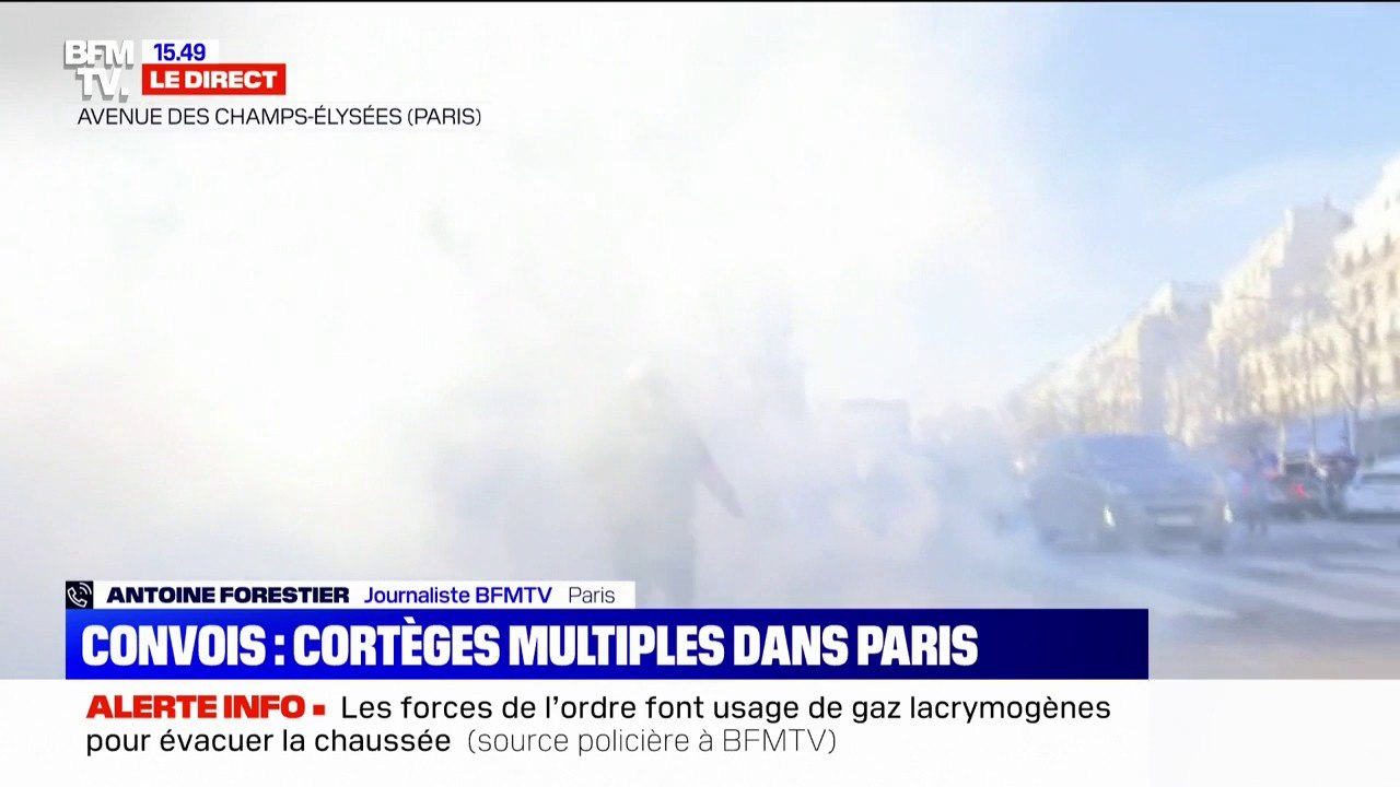 "Convoi de la liberté": les forces de l'ordre tentent de faire évacuer les Champs-Élysées
