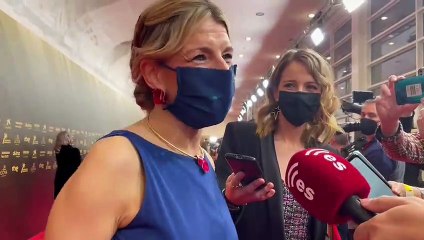 Yolanda Díaz a su llegada a la 36ª edición de los Premios Goya