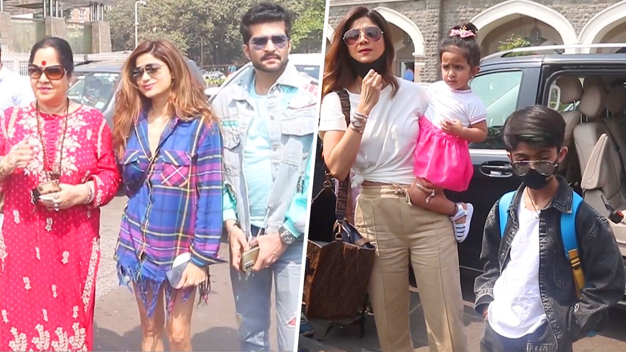 Bigg Boss Fame Shamita Shetty  With Shilpa Shetty And Rakesh Bapat  Spotted at Gateway of India