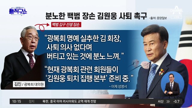 [핫플]분노한 백범 장손, 김원웅 사퇴 촉구