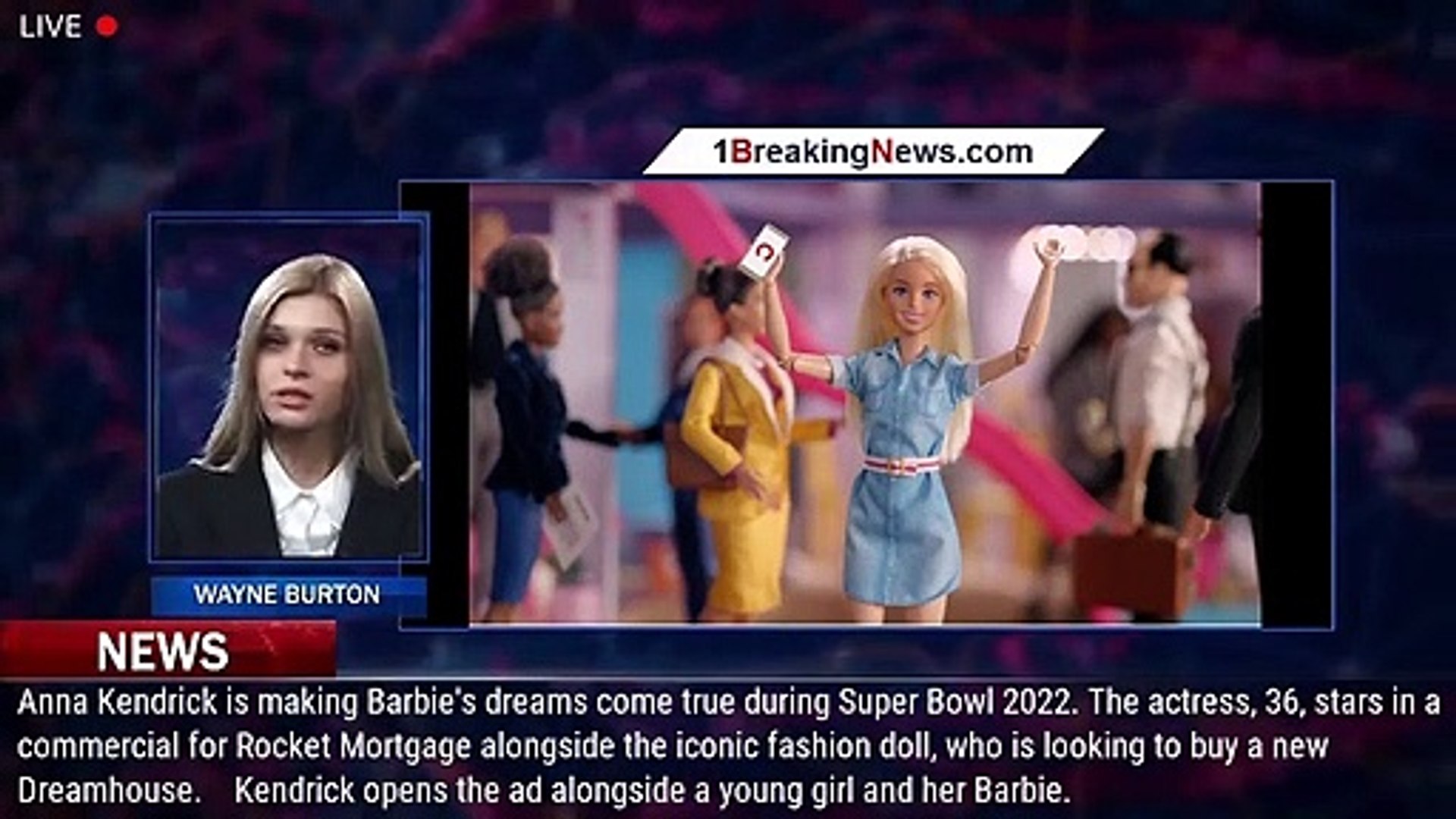 Anna Kendrick Helps Barbie Land New Dreamhouse in Super Bowl 2022 Ad for Rocket  Mortgage - 1breaking - video Dailymotion