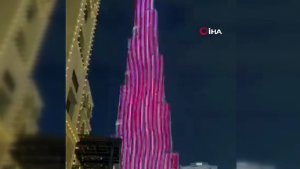 Cumhurbaşkanı Erdoğan’ın BAE ziyareti öncesi Burj Khalifa’ya Türk bayrağı yansıtıldı