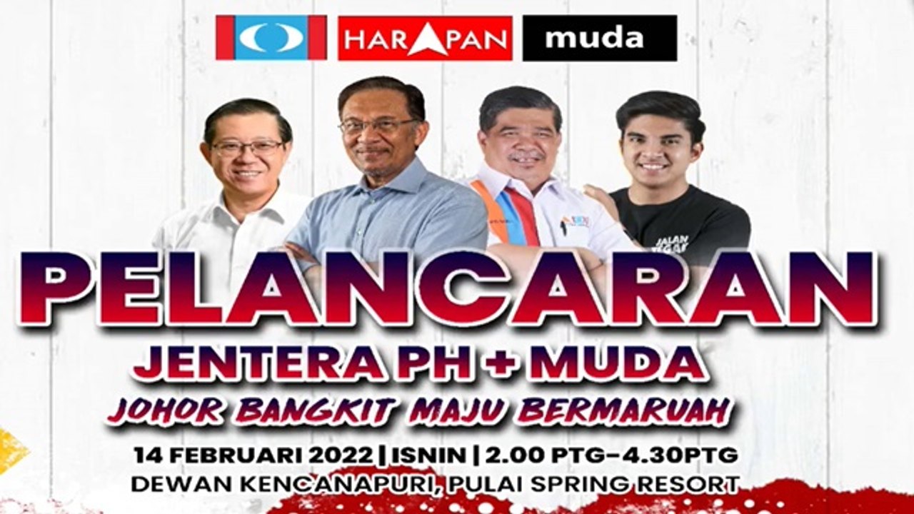 LIVE: Majlis pelancaran jentera PKR, PH dan Muda untuk PRN Johor