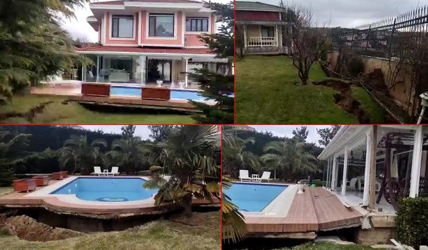 Lüks sitenin yanındaki inşaatın ardından villaların altında dev yarıklar oluştu