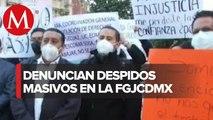 Marchan trabajadores de la FGJCDMX en Palacio Nacional