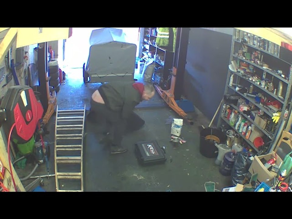 Man Misusing Ladder Takes a Tumble