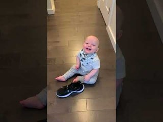 Boy Laughs About Making a Mess in Mom's Shoe