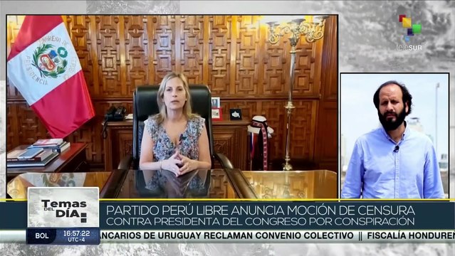 Partido Perú Libre presenta moción de censura contra la Presidenta del Congreso