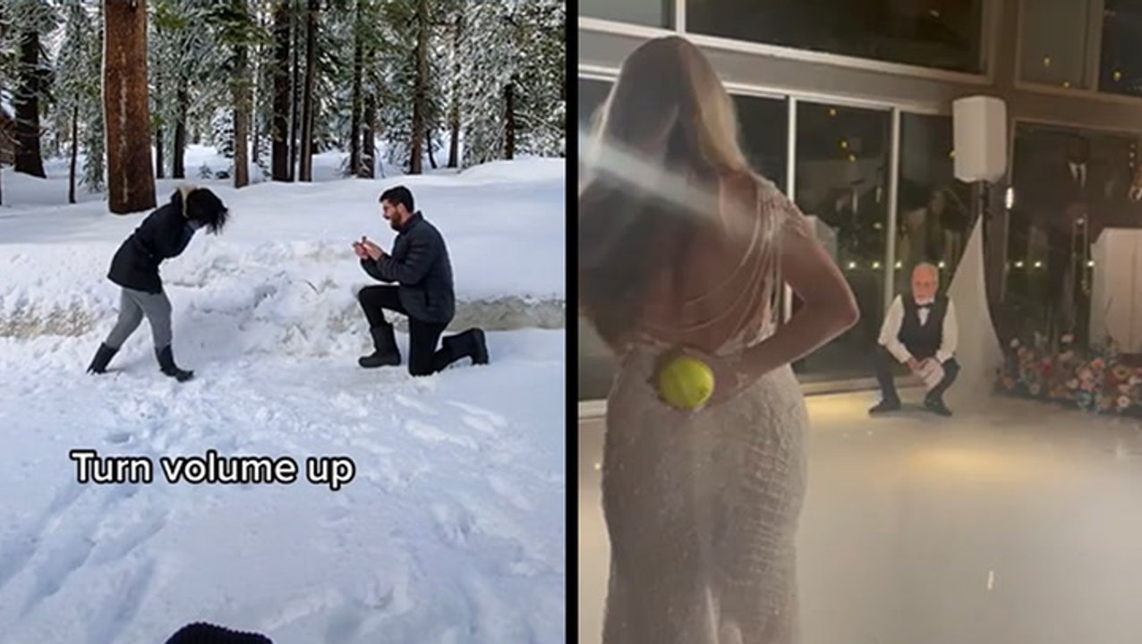 Unknowingly Posing For Proposal & Bride Throws The Last Pitch