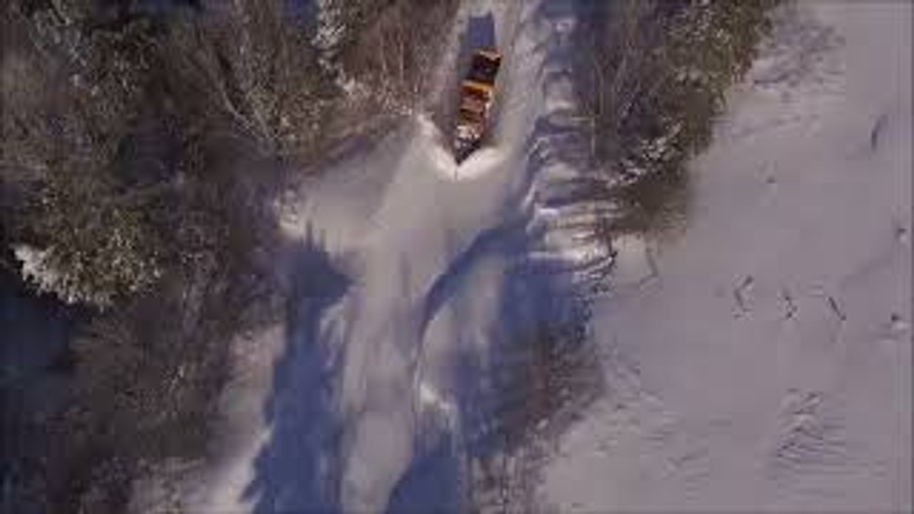 Snowplow Clears Deep Heavy Snow After Storm