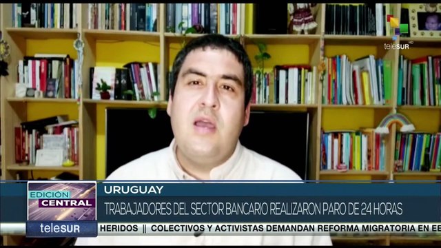 Trabajadores uruguayos del sector bancario protestan por mejora salarial y demandan nuevo personal