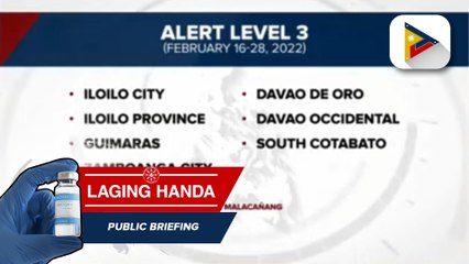 Pitong lugar sa bansa, ilalagay sa Alert Level 3 simula bukas