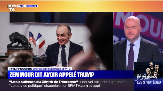 Selon ses équipes, Éric Zemmour a échangé au téléphone avec Donald Trump