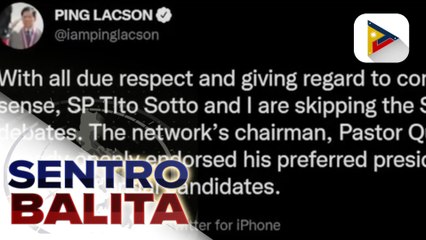 Sen. Lacson at Sen. Sotto, hindi dadalo sa SMNI debates