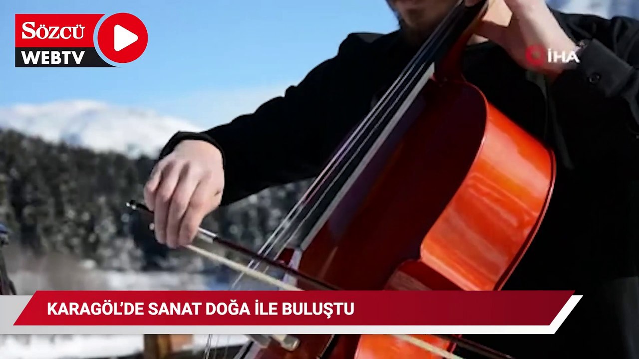 Buz tutan Karagöl’de Piyano, Çello ve Akordeon eşliğinde müzik dinletisi büyük ilgi gördü