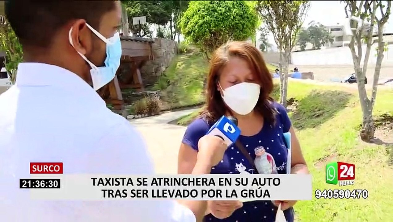 Surco: taxista se atrinchera en su auto tras ser llevado por la grúa