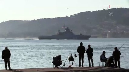 Rus savaş gemisi Dmitry Rogachev Çanakkale Boğazı’ndan geçti