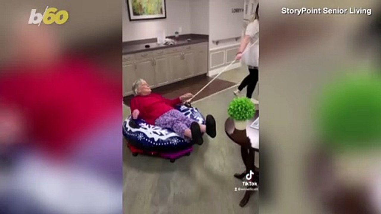 These Senior Citizens Enjoyed an Inflated Tube Ride Through Their Facility
