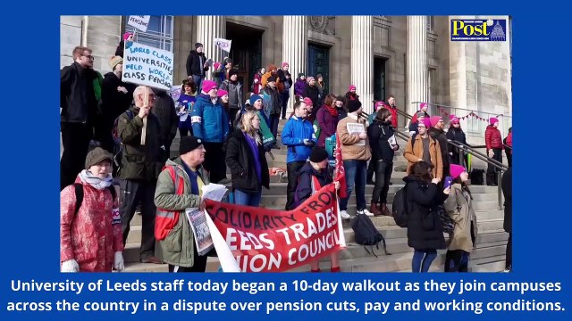 University of Leeds staff walk out in dispute over pension cuts, pay and working conditions