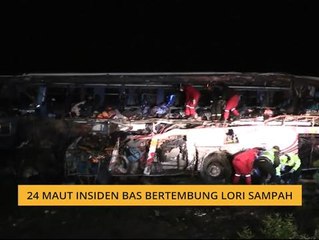 24 maut insiden bas bertembung lori sampah