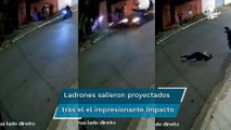 Justiciero embiste con su auto a ladrones en moto