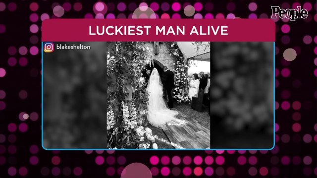 Blake Shelton Shares Wedding Photo with Gwen Stefani on Valentine's Day: 'Luckiest Man Alive'