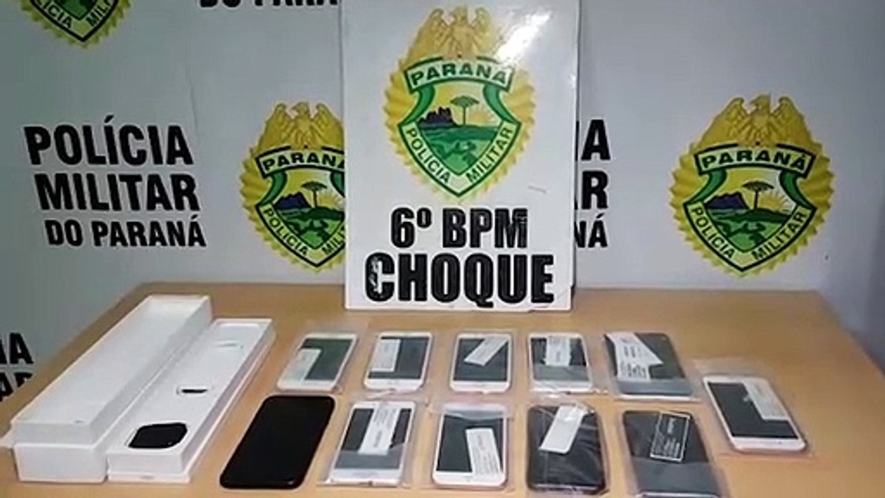 Pelotão de Choque apreende nove iPhones em ônibus que vinha do Paraguai