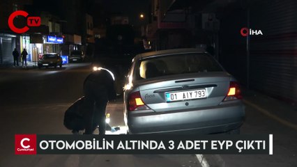 Otomobilin altında kar maskesi ile 3 adet EYP bulundu