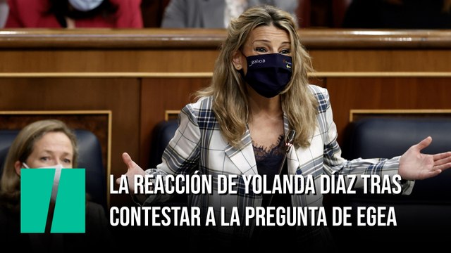 La reacción de Yolanda Díaz tras contestar a la pregunta de Teodoro García Egea