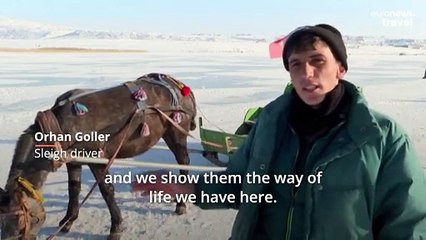 Watch horse-drawn sleighs glide across this magical Turkish lake