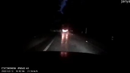 Tree Randomly Falls Down in Front of Moving Car at Night