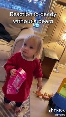 Kids funny reaction seeing dad clean shaved