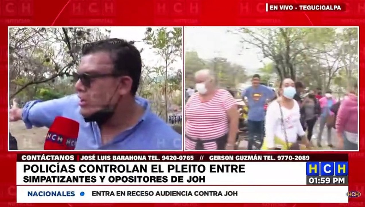 ¡Batalla campal! A pedradas se enfrentan simpatizantes y opositores de JOH afuera de la CSJ
