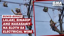 Lalaki, sinagip ang nakasabit na sloth sa electrical wire | GMA News Feed