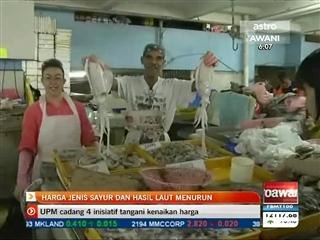 Harga jenis sayur dan hasil laut menurun