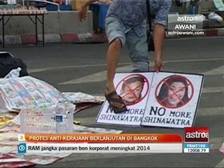 Protes anti-kerajaan berlanjutan di Bangkok